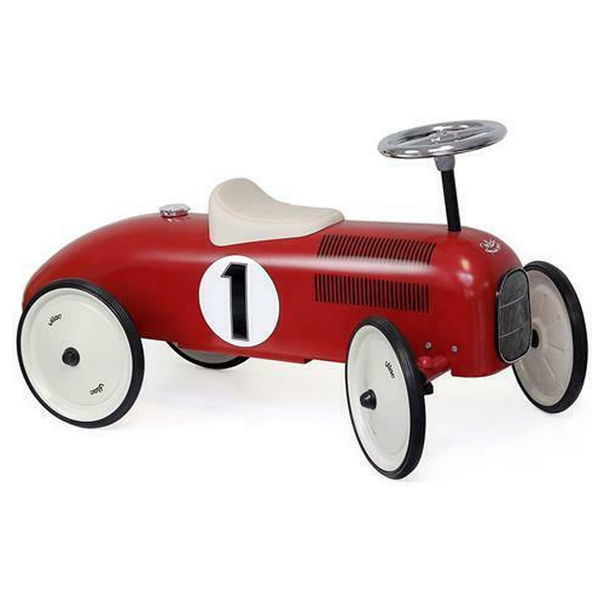 Vilac Vintage Ride-On Car - Classic Metal Children's Racing Car: Red & Cream