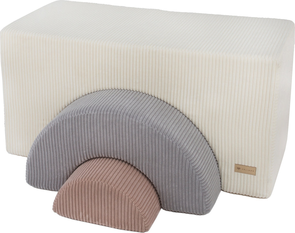 Soft play set, rainbow - Cream, grey & light pink