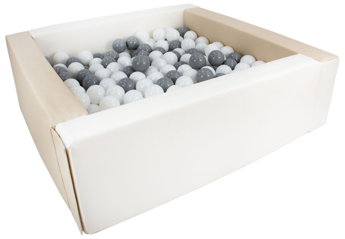 Beige and White Square eco-leather ball pit with 300 balls