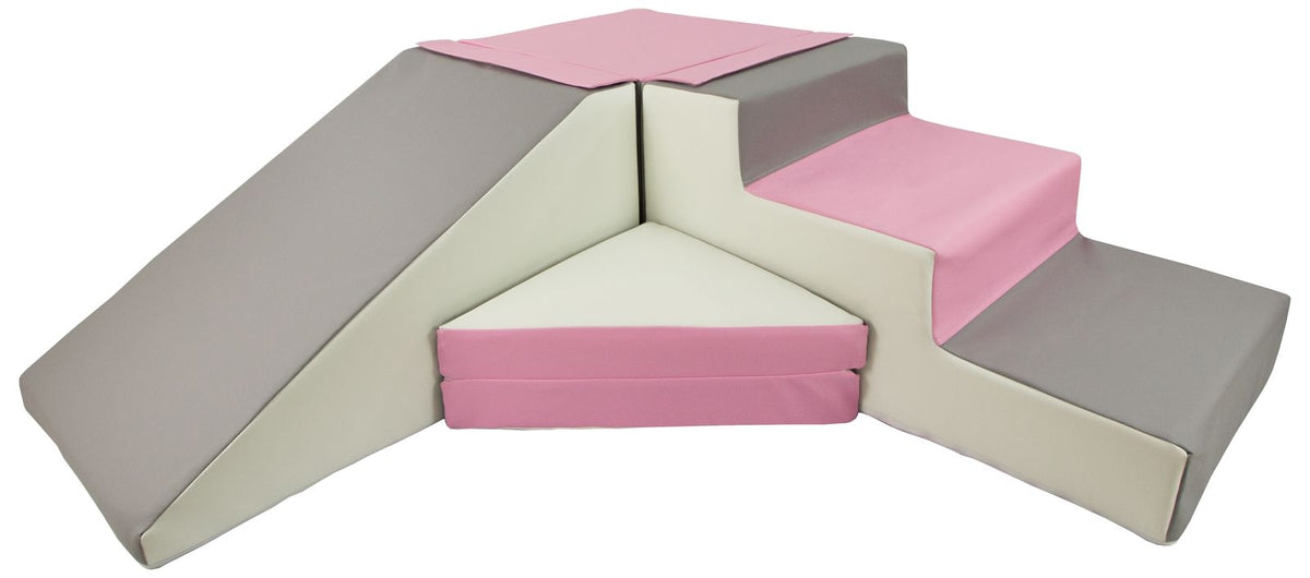 Soft Play Slide Set Pink/White/Grey