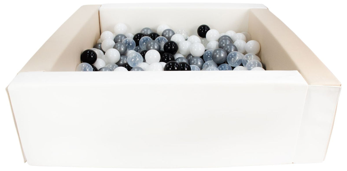 Beige and White Square eco-leather ball pit with 300 balls