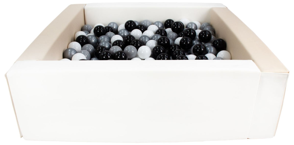 Beige and White Square eco-leather ball pit with 300 balls