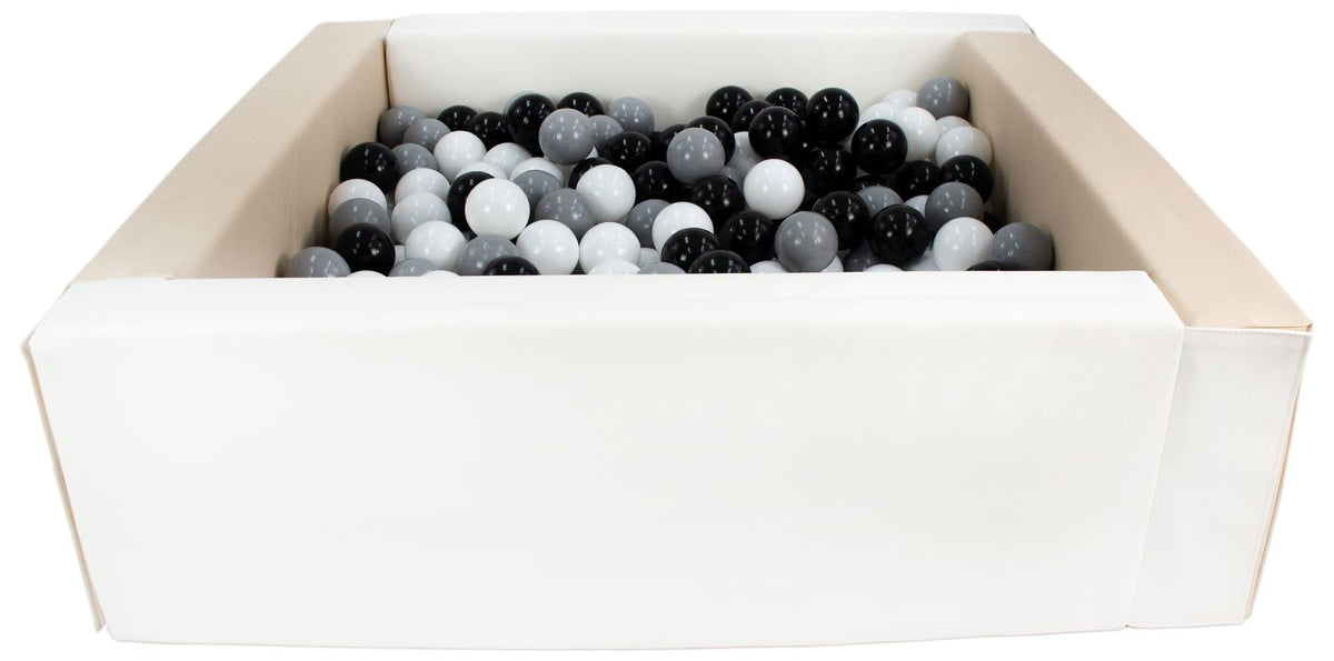 Beige and White Square eco-leather ball pit with 300 balls