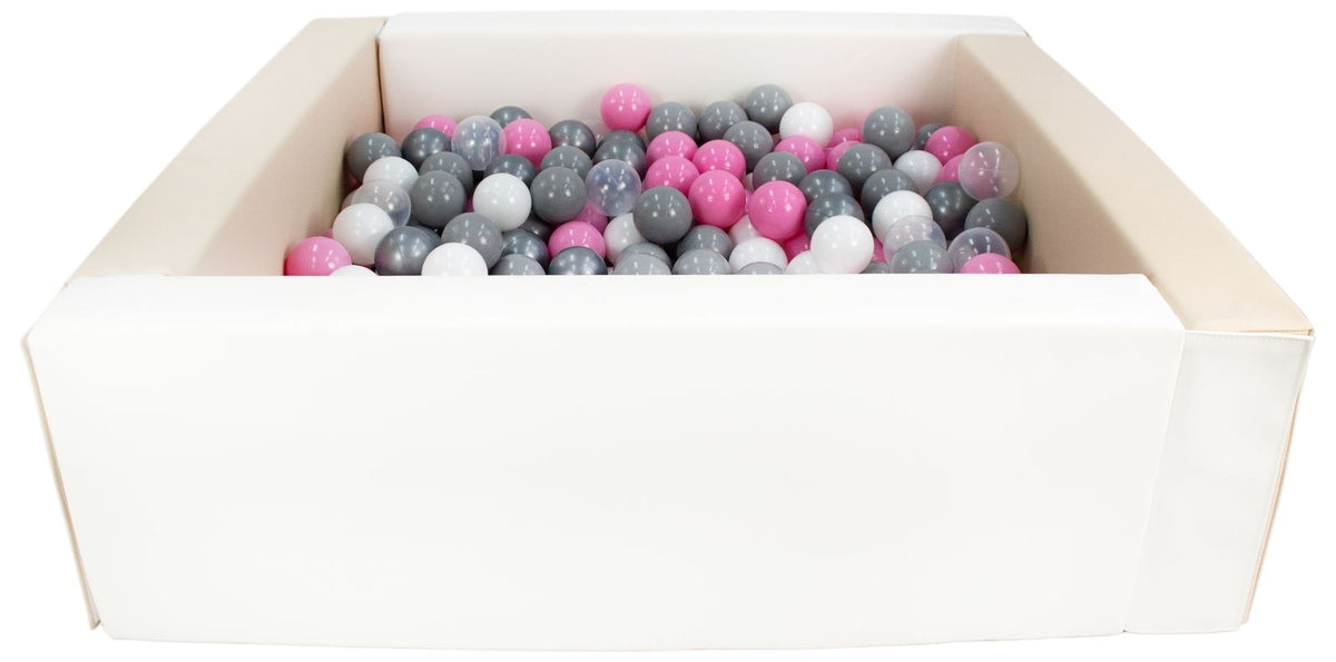 Beige and White Square eco-leather ball pit with 300 balls
