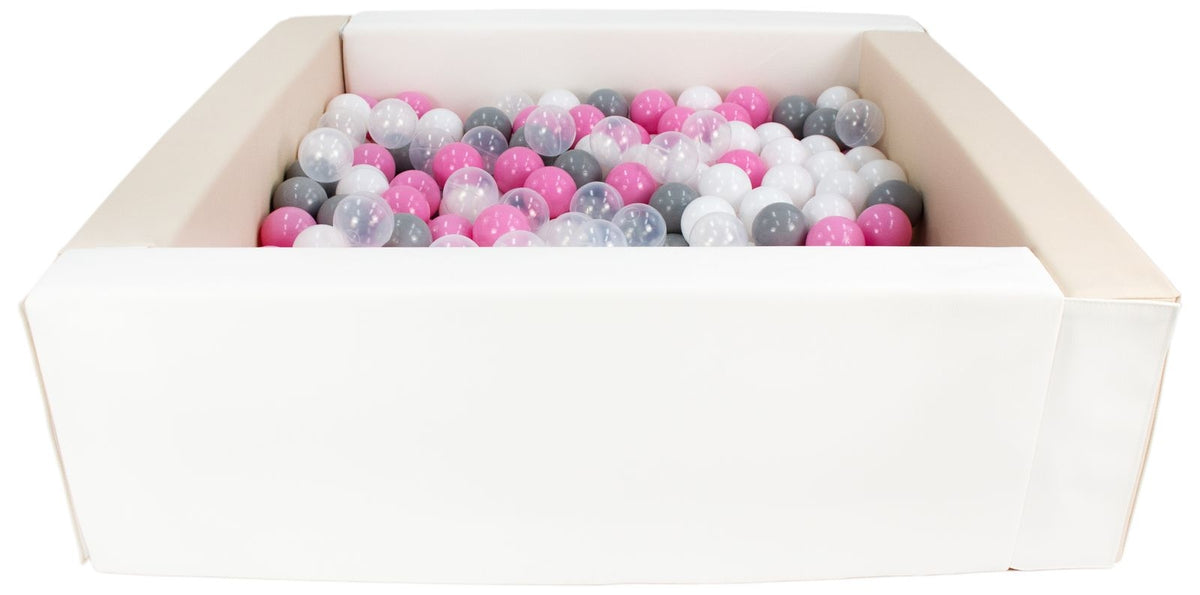 Beige and White Square eco-leather ball pit with 300 balls