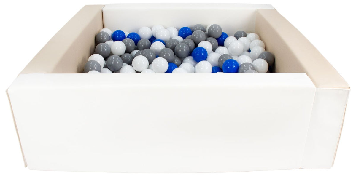 Beige and White Square eco-leather ball pit with 300 balls