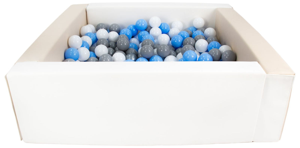Beige and White Square eco-leather ball pit with 300 balls