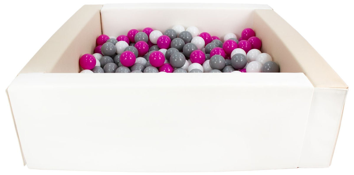 Beige and White Square eco-leather ball pit with 300 balls