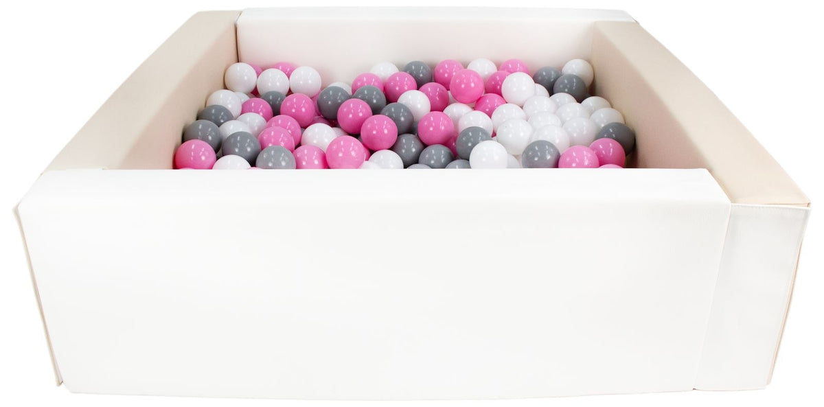 Beige and White Square eco-leather ball pit with 300 balls
