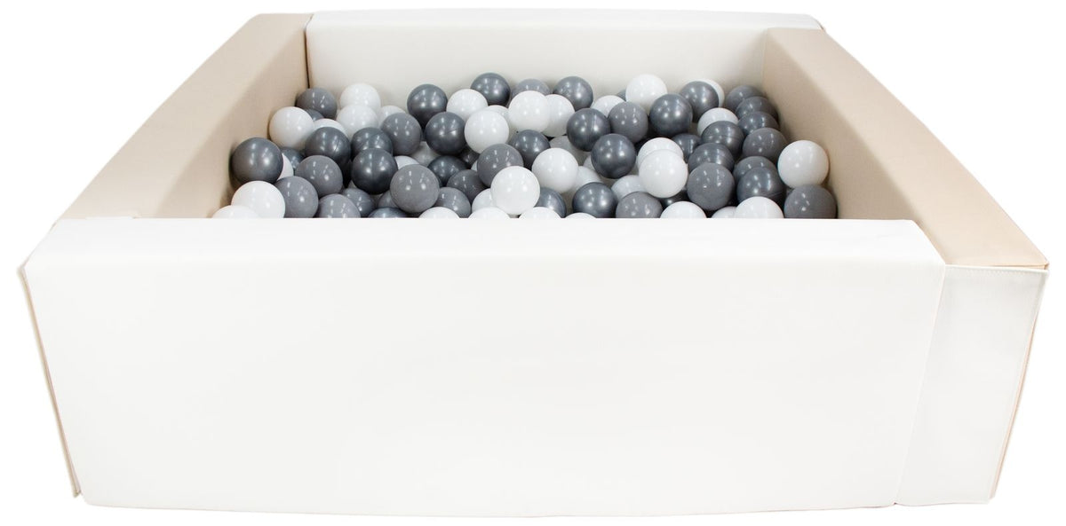 Beige and White Square eco-leather ball pit with 300 balls
