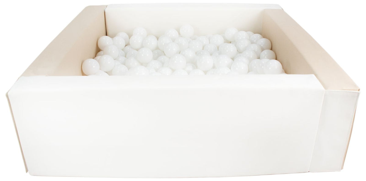 Beige and White Square eco-leather ball pit with 300 balls