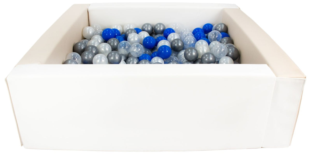 Beige and White Square eco-leather ball pit with 300 balls