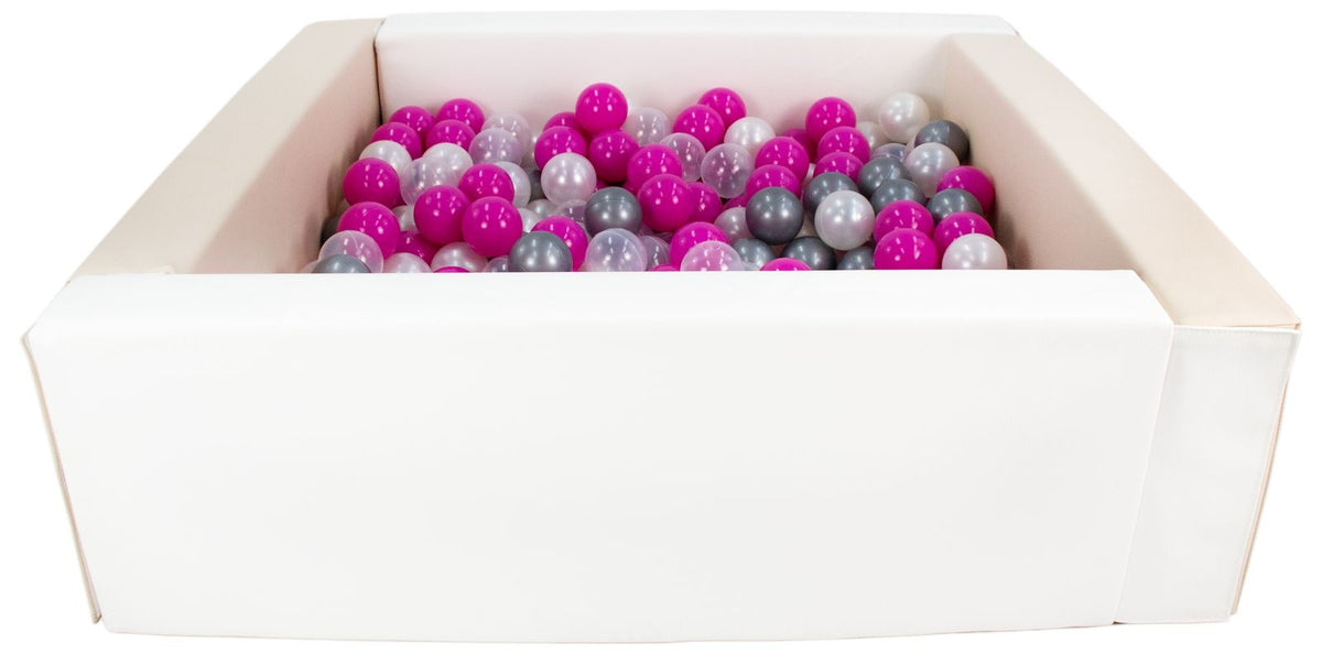 Beige and White Square eco-leather ball pit with 300 balls