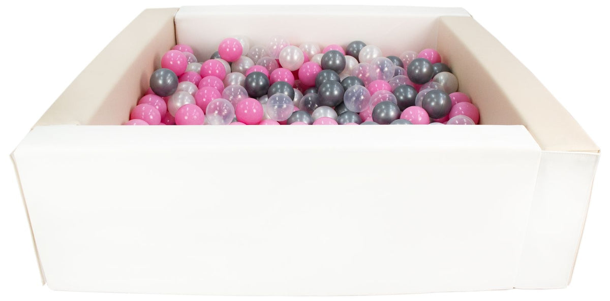 Beige and White Square eco-leather ball pit with 300 balls