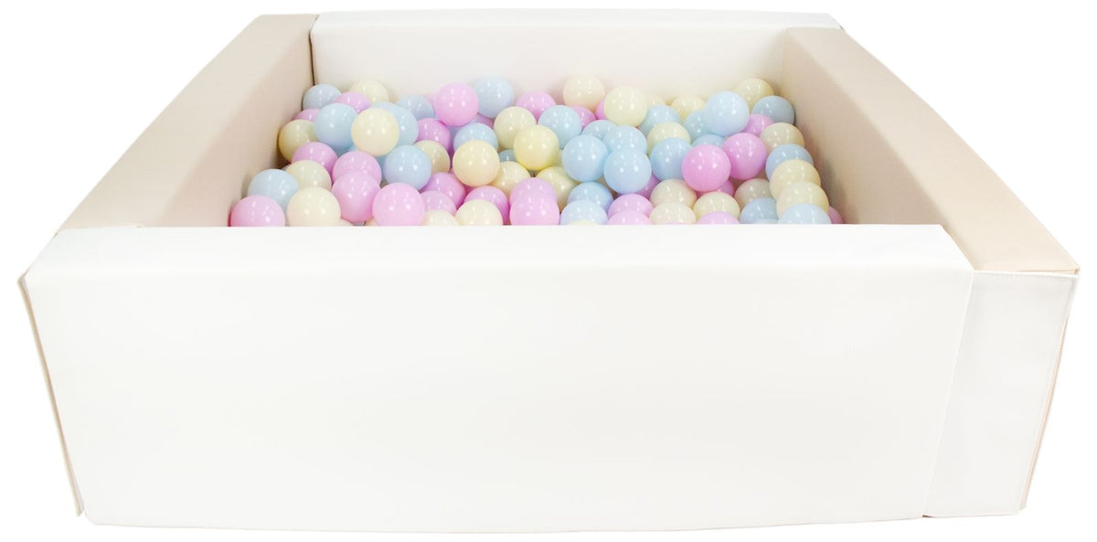 Beige and White Square eco-leather ball pit with 300 balls