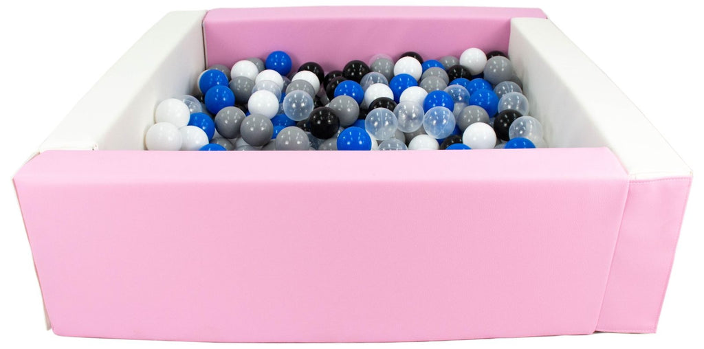 Pink and White Square eco-leather ball pit with 300 balls
