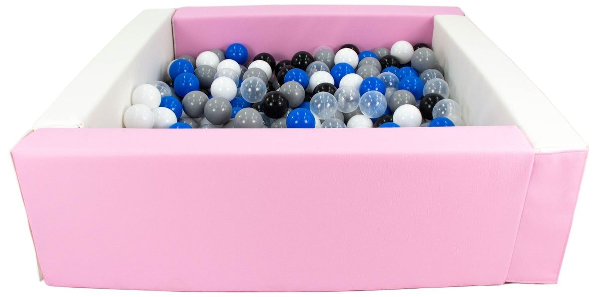Pink and White Square eco-leather ball pit with 300 balls