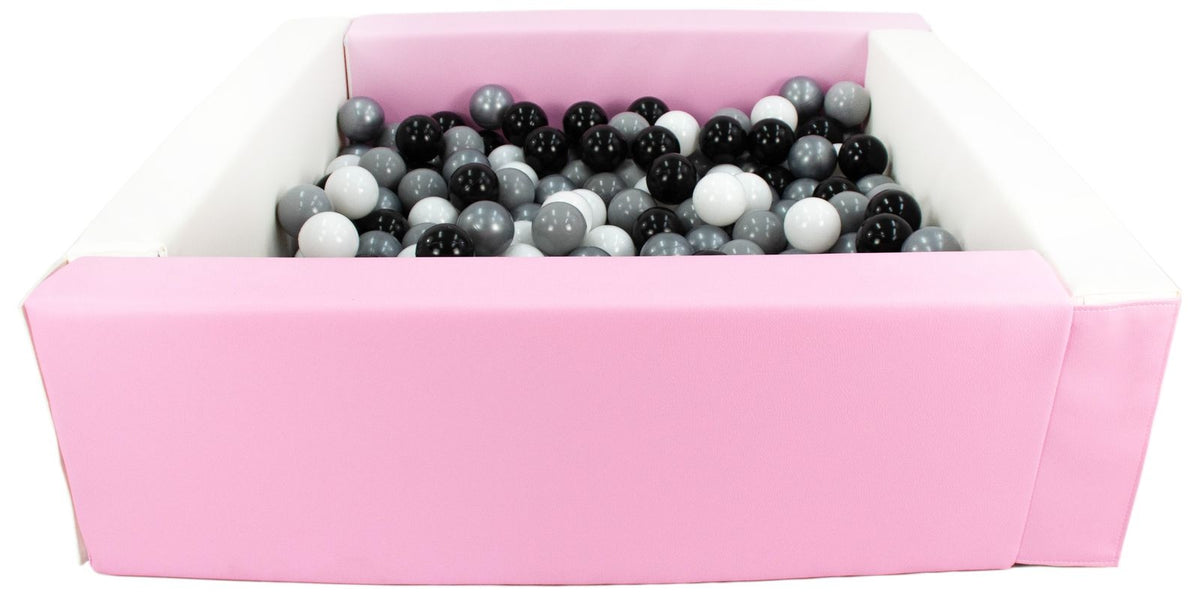 Pink and White Square eco-leather ball pit with 300 balls