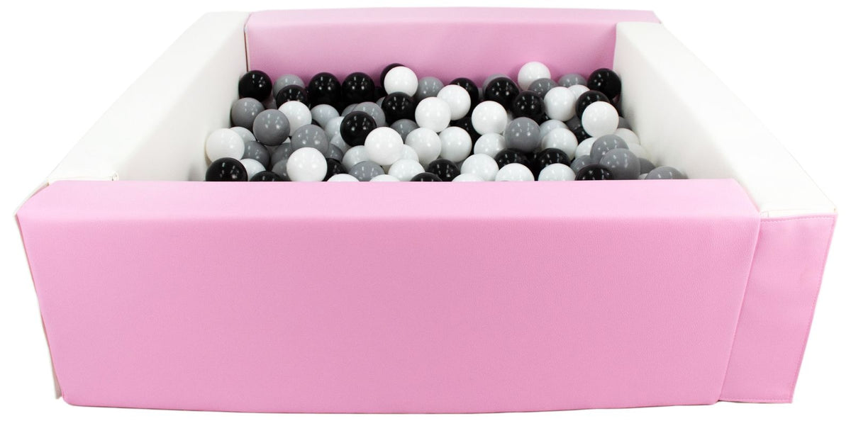 Pink and White Square eco-leather ball pit with 300 balls