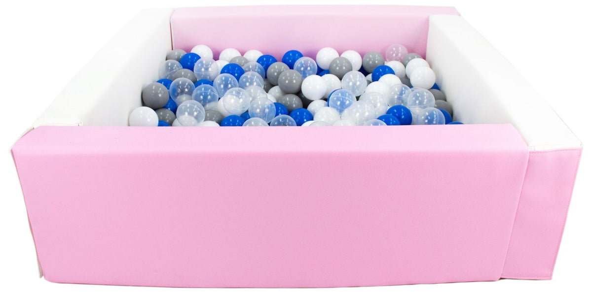 Pink and White Square eco-leather ball pit with 300 balls