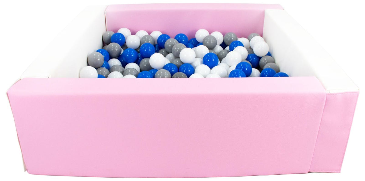 Pink and White Square eco-leather ball pit with 300 balls
