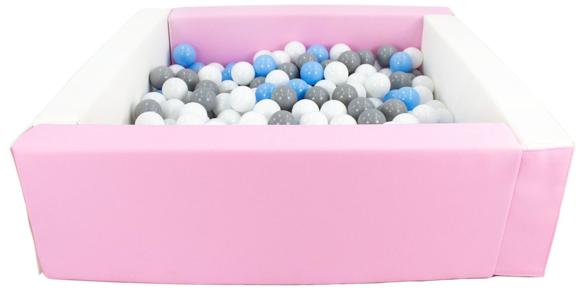 Pink and White Square eco-leather ball pit with 300 balls