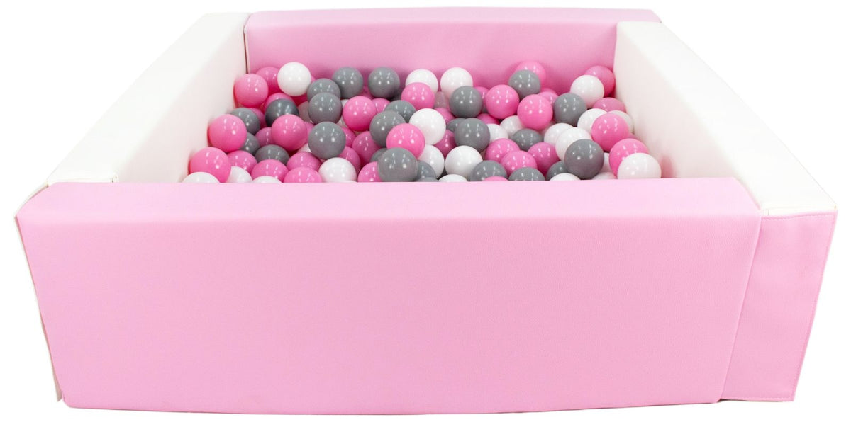 Pink and White Square eco-leather ball pit with 300 balls