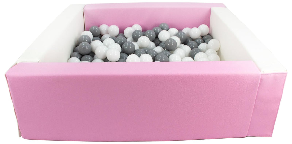 Pink and White Square eco-leather ball pit with 300 balls