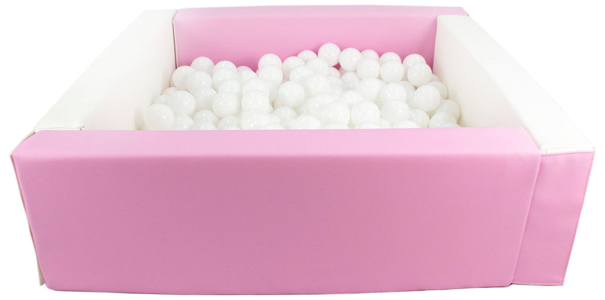 Pink and White Square eco-leather ball pit with 300 balls