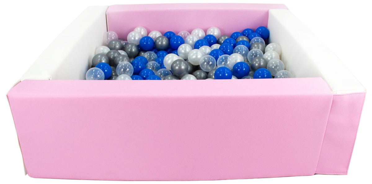 Pink and White Square eco-leather ball pit with 300 balls