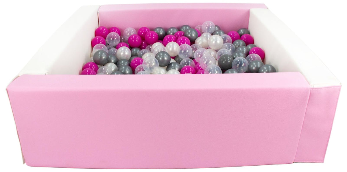 Pink and White Square eco-leather ball pit with 300 balls