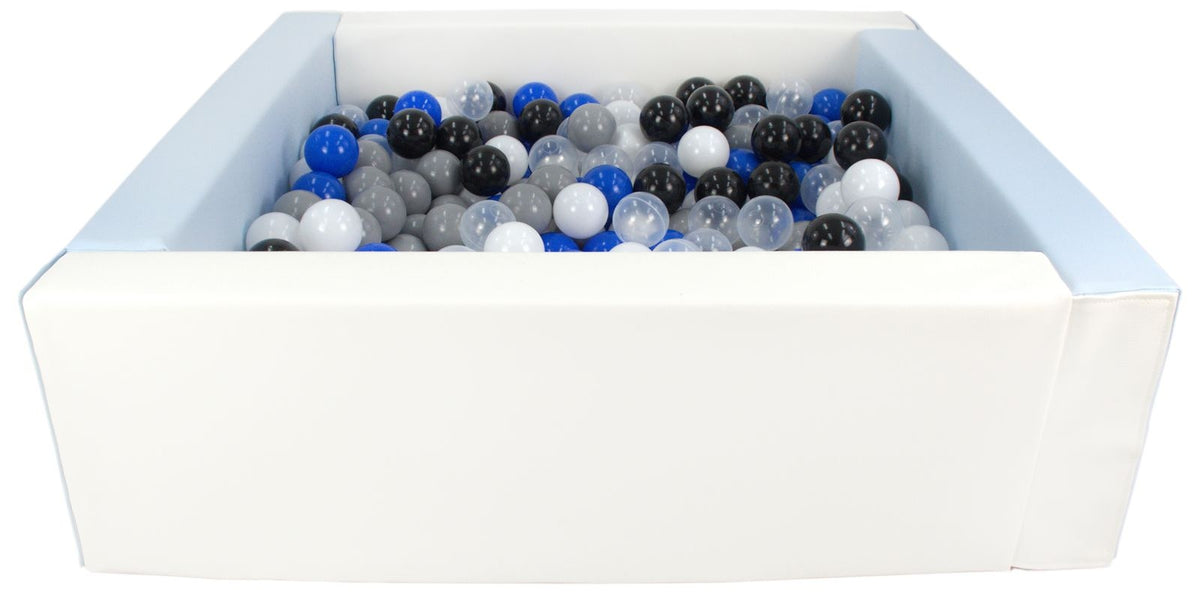 Blue and White Square eco-leather ball pit with 300 balls