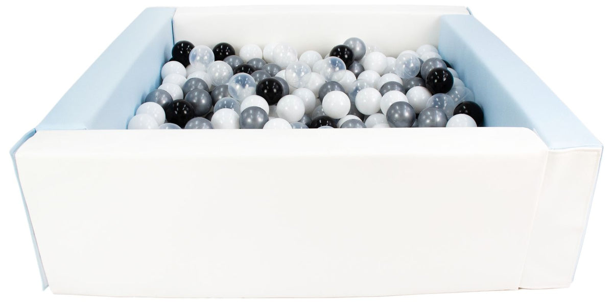 Blue and White Square eco-leather ball pit with 300 balls