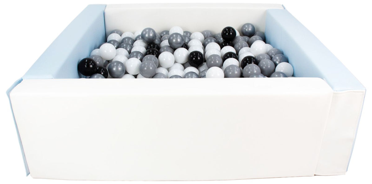 Blue and White Square eco-leather ball pit with 300 balls