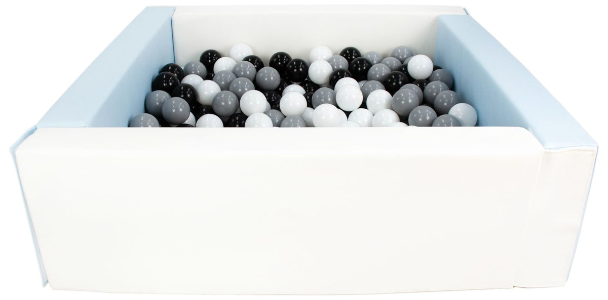 Blue and White Square eco-leather ball pit with 300 balls