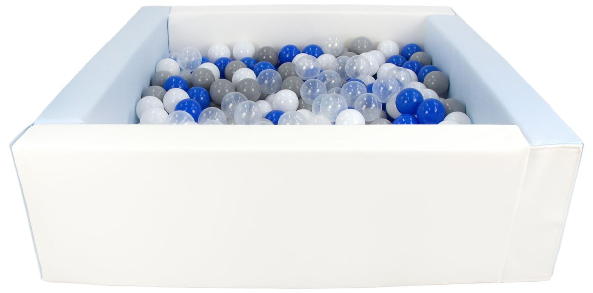 Blue and White Square eco-leather ball pit with 300 balls