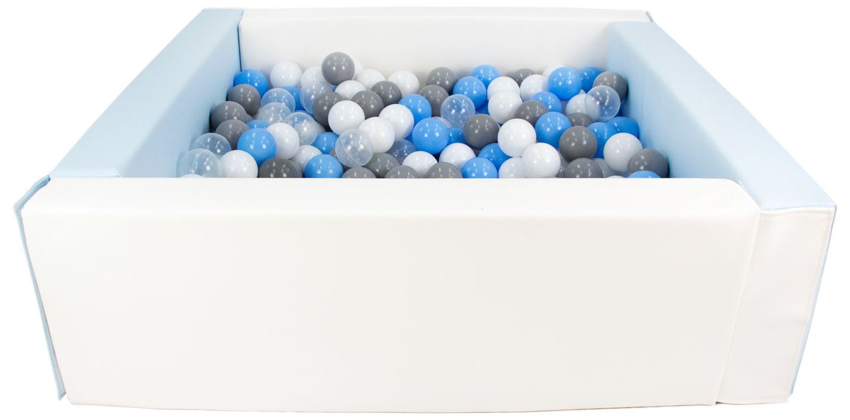 Blue and White Square eco-leather ball pit with 300 balls
