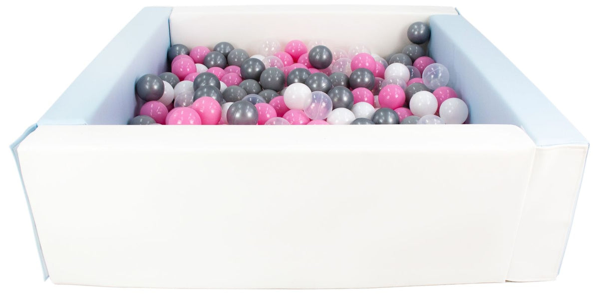 Blue and White Square eco-leather ball pit with 300 balls