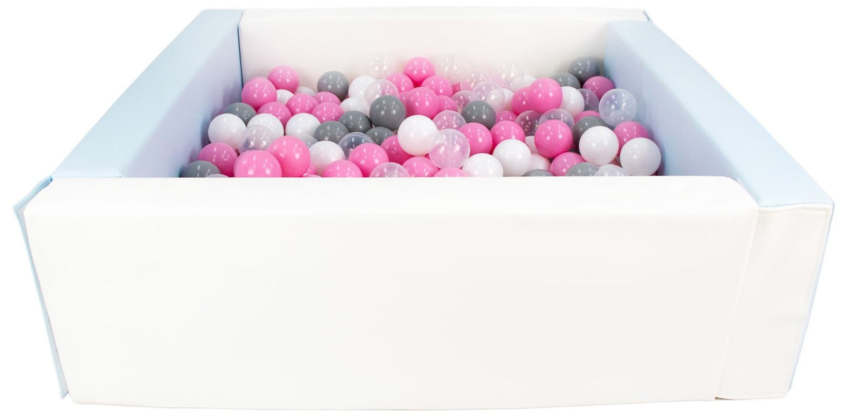 Blue and White Square eco-leather ball pit with 300 balls