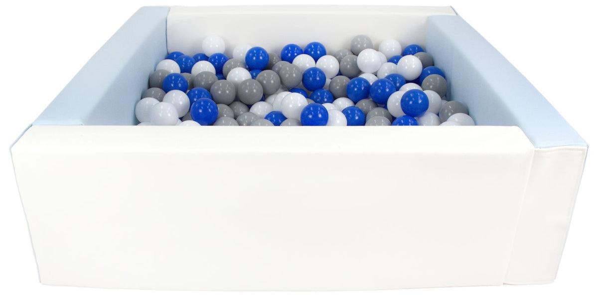 Blue and White Square eco-leather ball pit with 300 balls