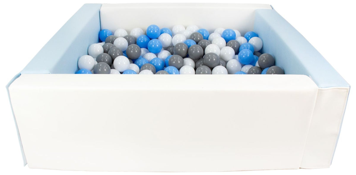 Blue and White Square eco-leather ball pit with 300 balls