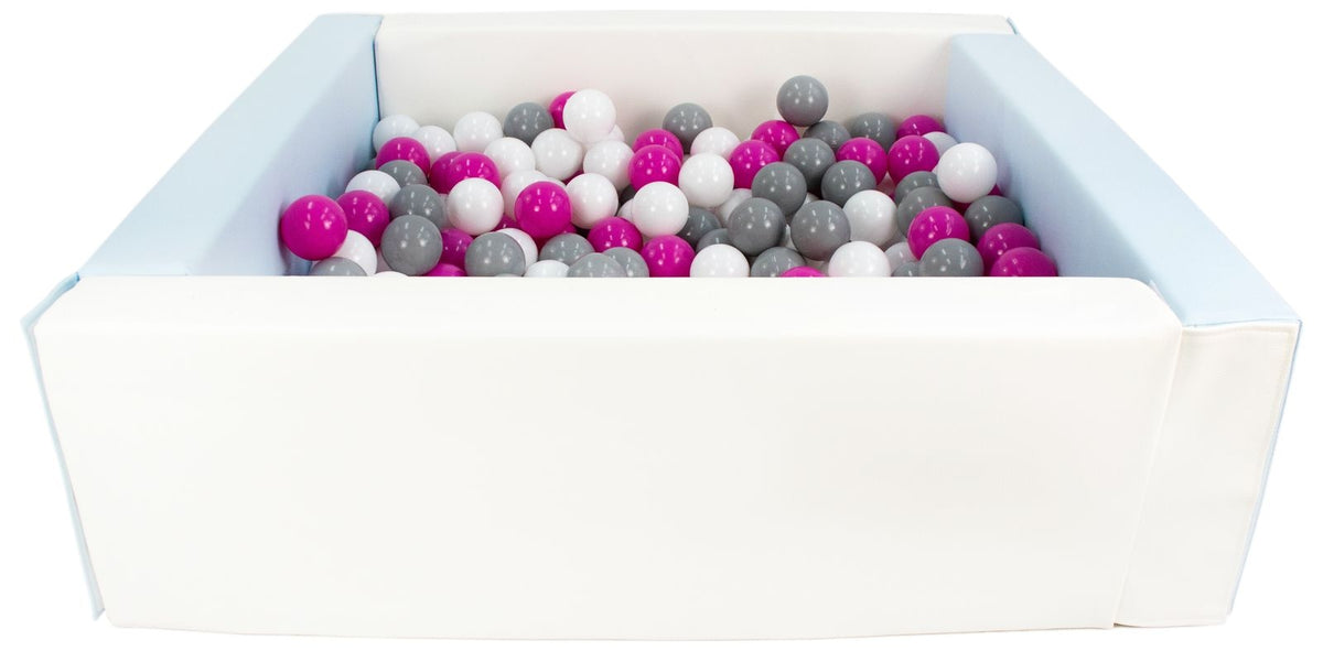 Blue and White Square eco-leather ball pit with 300 balls