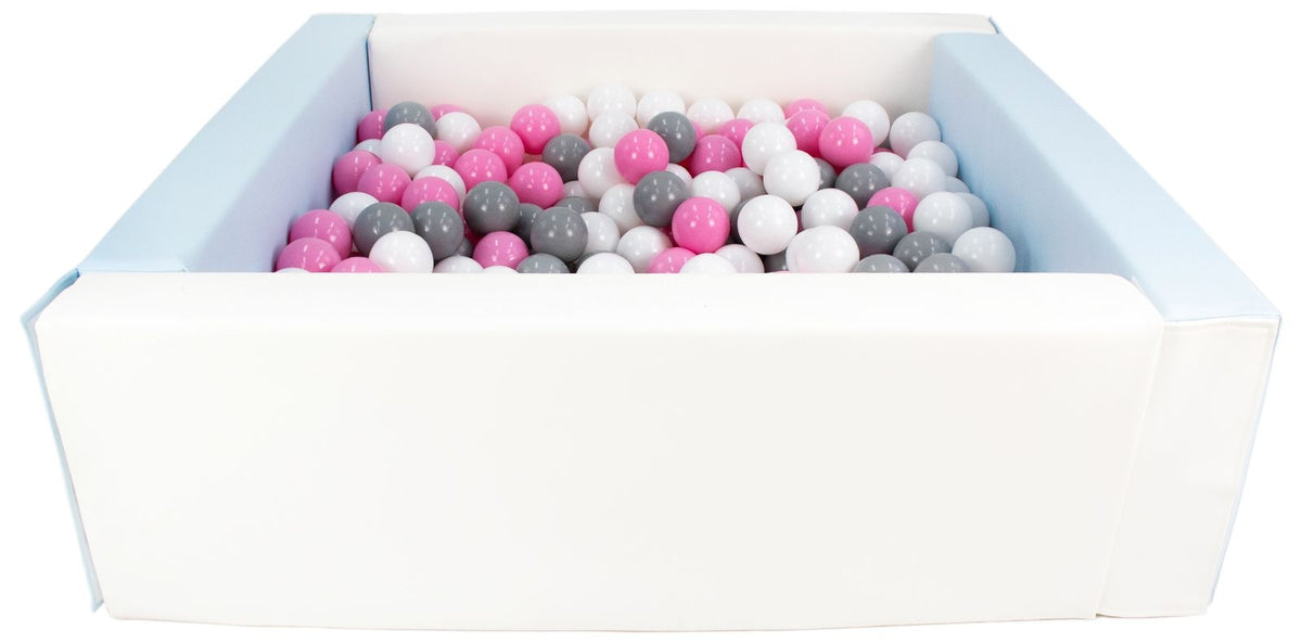 Blue and White Square eco-leather ball pit with 300 balls