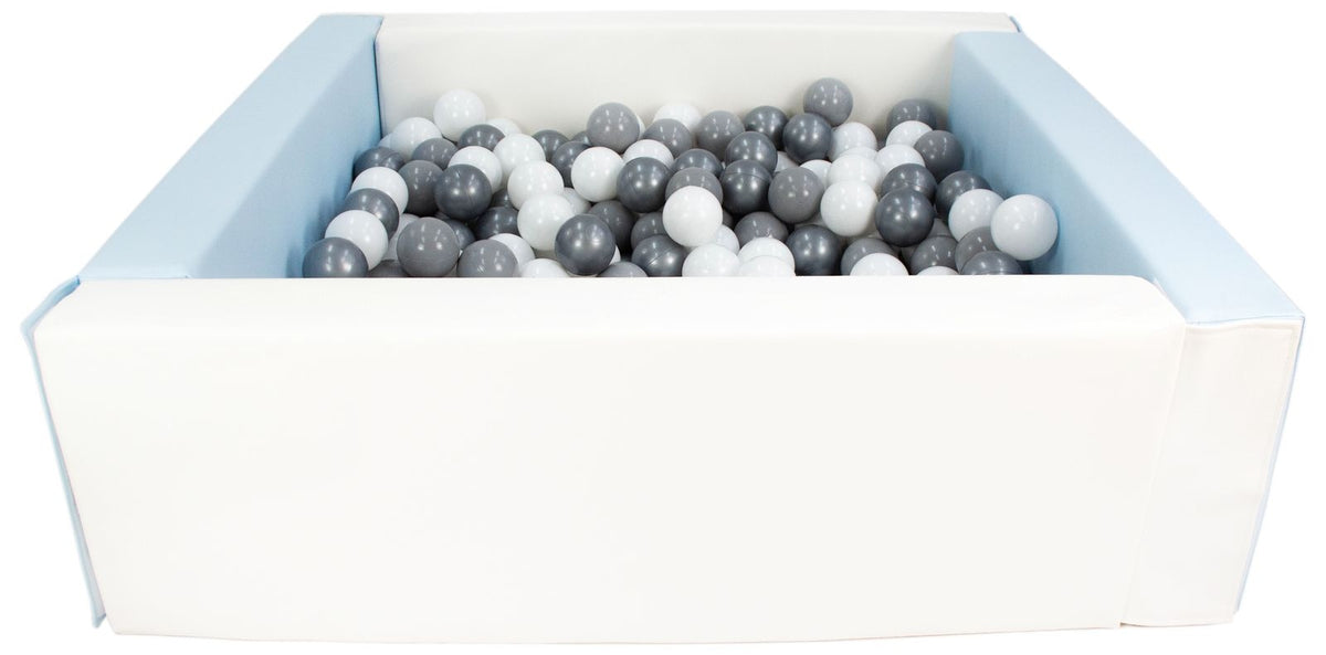 Blue and White Square eco-leather ball pit with 300 balls