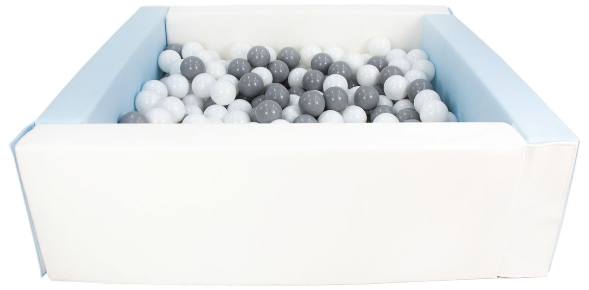 Blue and White Square eco-leather ball pit with 300 balls