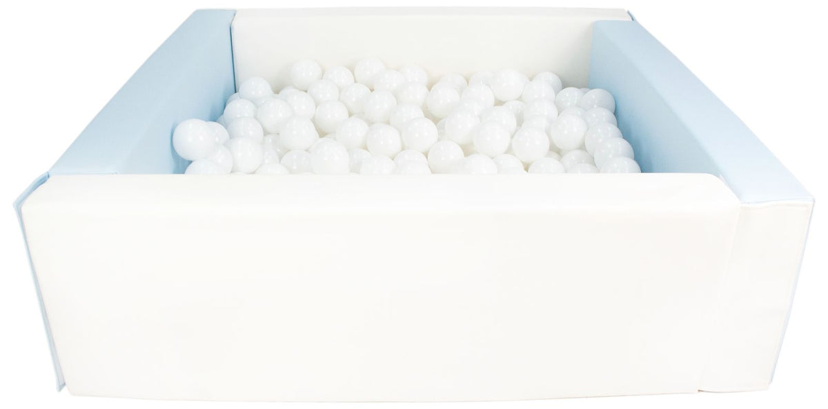 Blue and White Square eco-leather ball pit with 300 balls