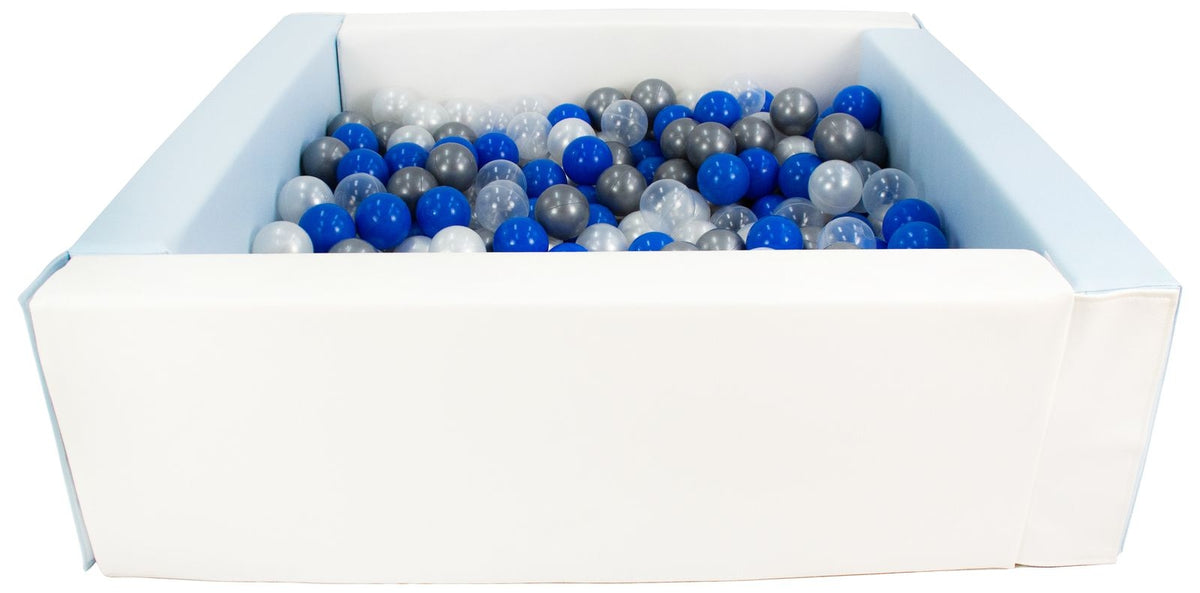Blue and White Square eco-leather ball pit with 300 balls