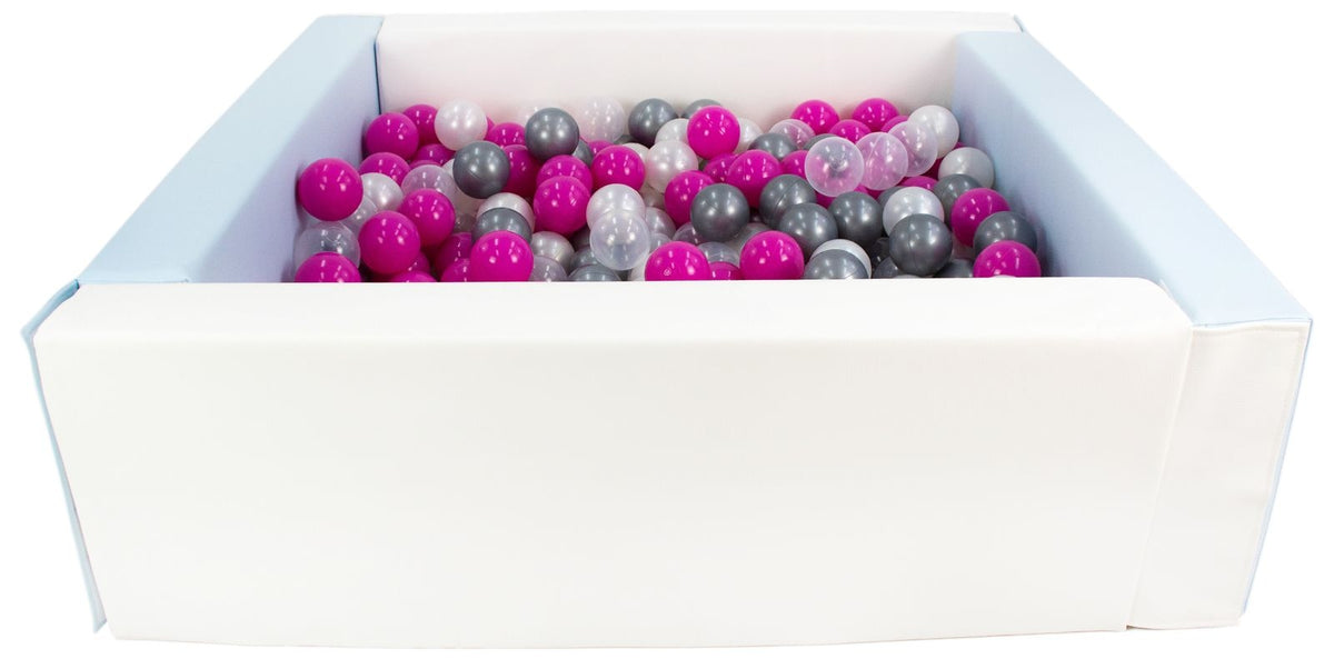 Blue and White Square eco-leather ball pit with 300 balls