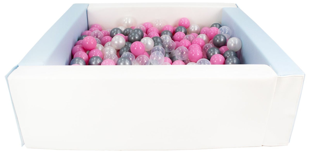 Blue and White Square eco-leather ball pit with 300 balls