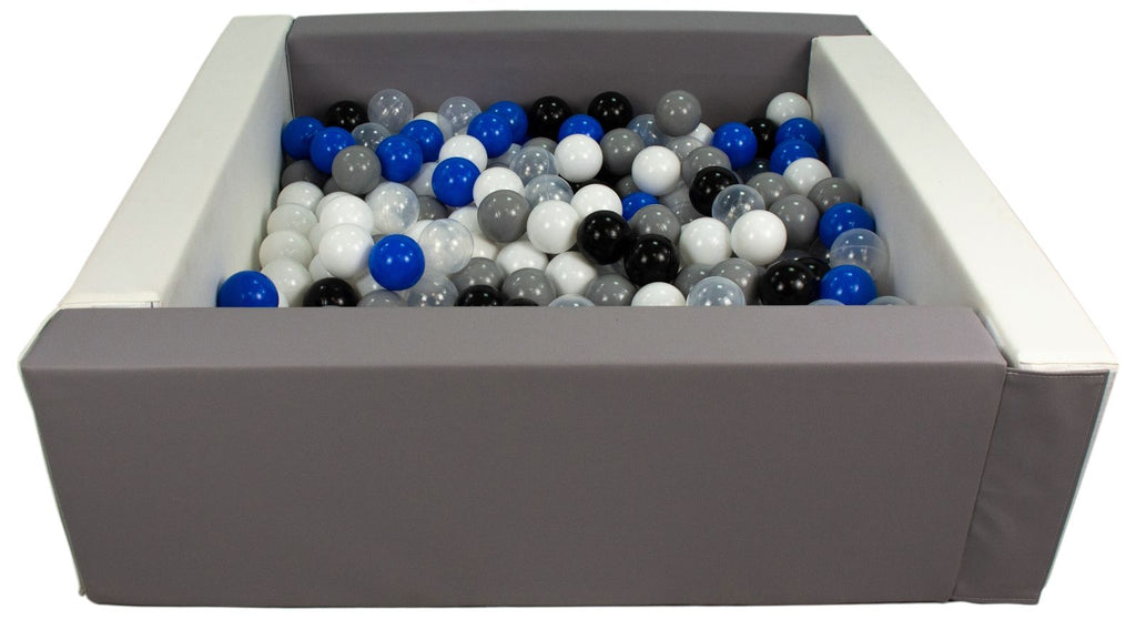 Grey and White Square eco-leather ball pit with 300 balls